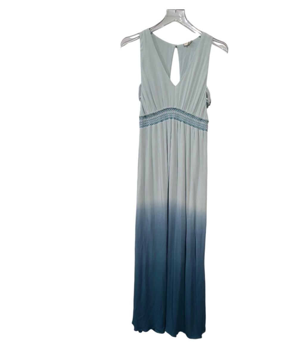 Hem & Thread SZ M Maxi Dress Green Ombre Cutout Details Greek Style Stretch 7970